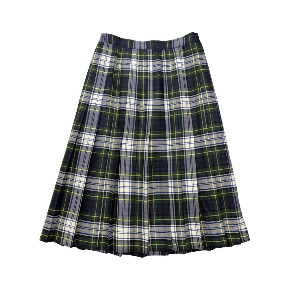 O'Neill Of Dublin Skirt Womens 10 Green Tartan Plaid Wool Pleated Midi Lined